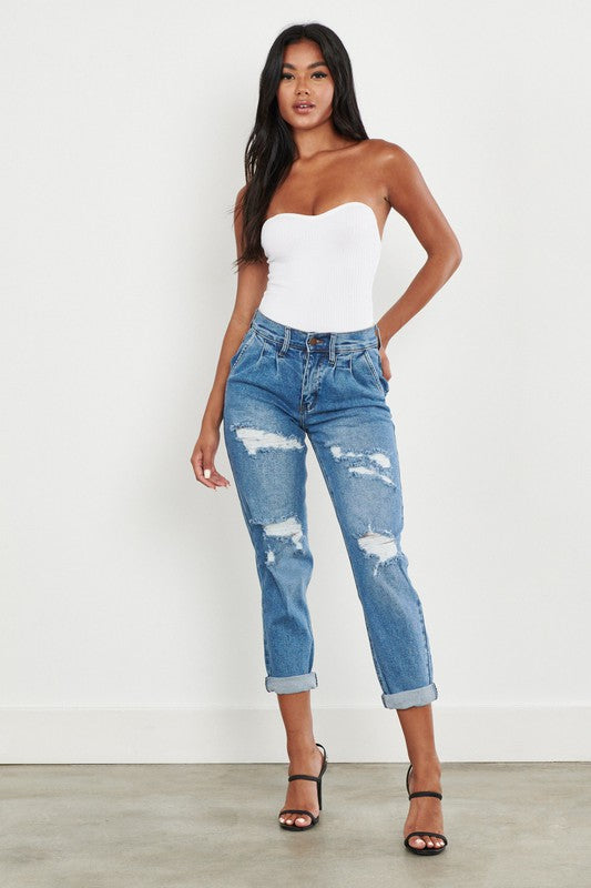 High waisted boyfriend fashion jeans canada