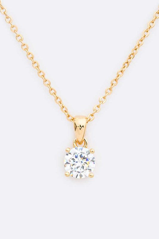 5mm Cubic Zirconia Pendant Necklace