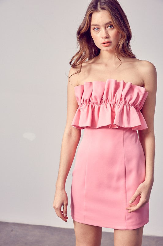 Open Shoulder Ruffle Dress