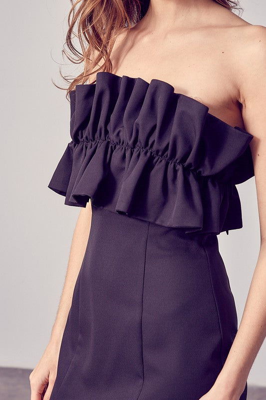 Open Shoulder Ruffle Dress