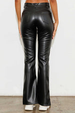 VEGAN LEATHER FRONT SLIT BOOTCUT