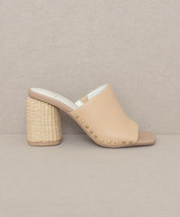 Studded Raffia Slide Heel