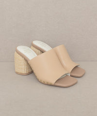 Studded Raffia Slide Heel