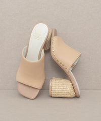 Studded Raffia Slide Heel