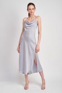 Cowl Neck Slip Midi Dress