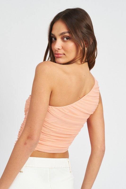 ONE SHOULDER RUCHED TOP