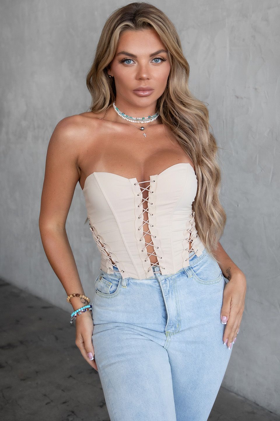 RESTOCKED :Trish Lace Up Corset Top
