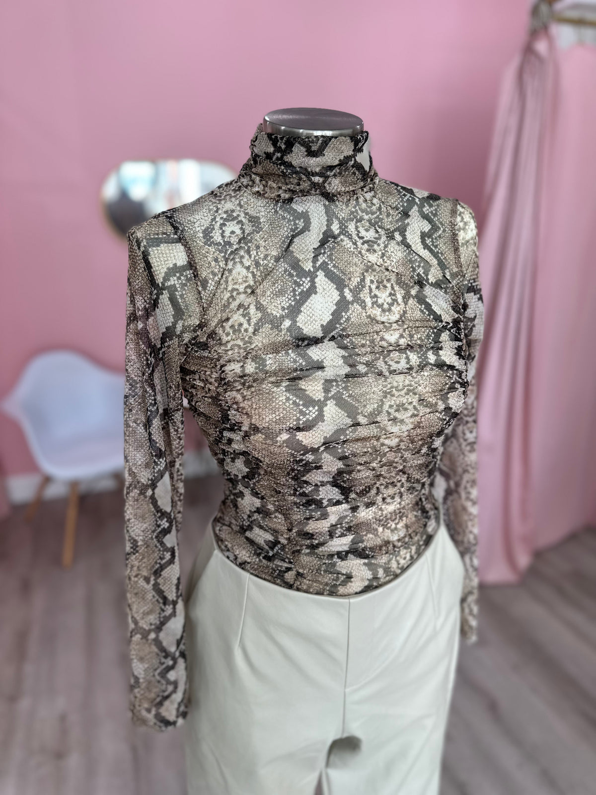 Mesh Snake Print Bodysuit